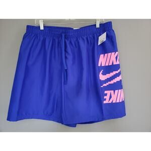 NIKE Men’s BOARDSHORTS Swim Trunks 2XL SWOOSH Logo Digi Pink‎ Blue Retro Miami
